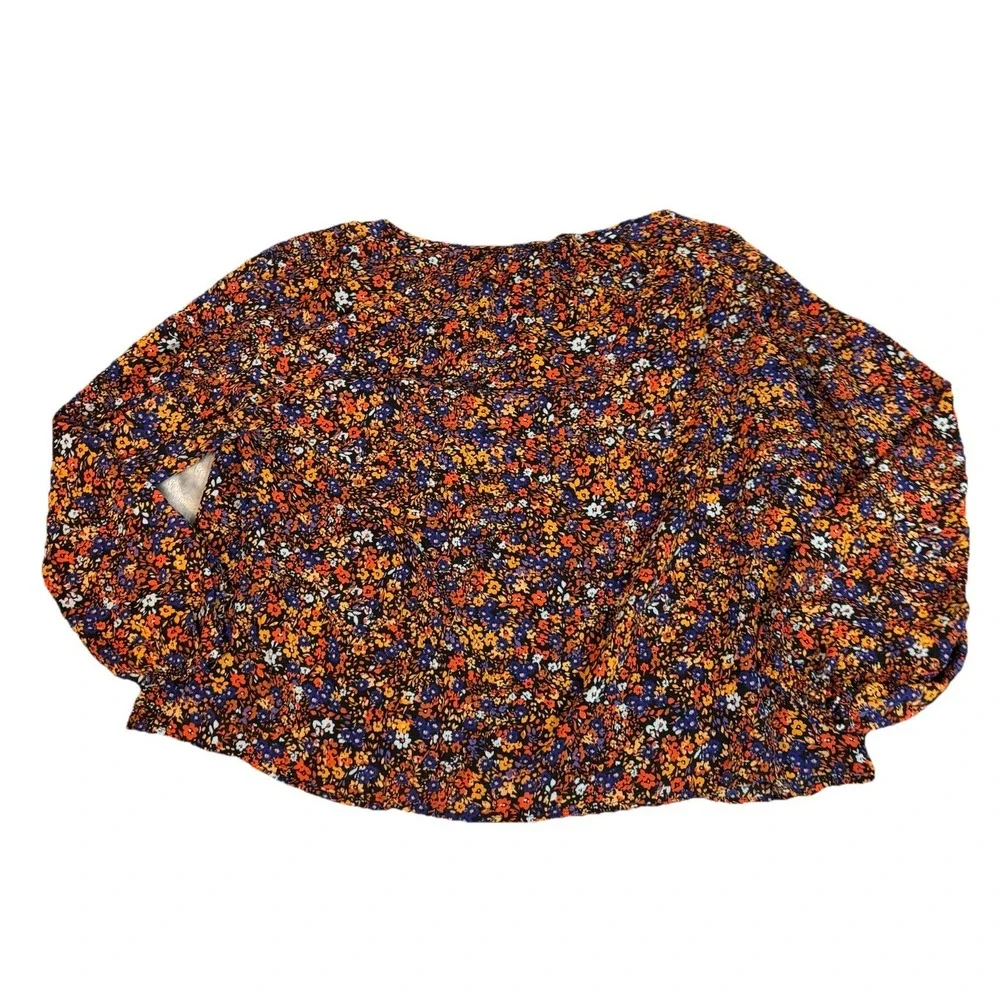 J.Crew Crinkle Peasant Top XXL Dark Floral Long Sleeve Cottagecore Romantic Boho - Picture 7 of 9